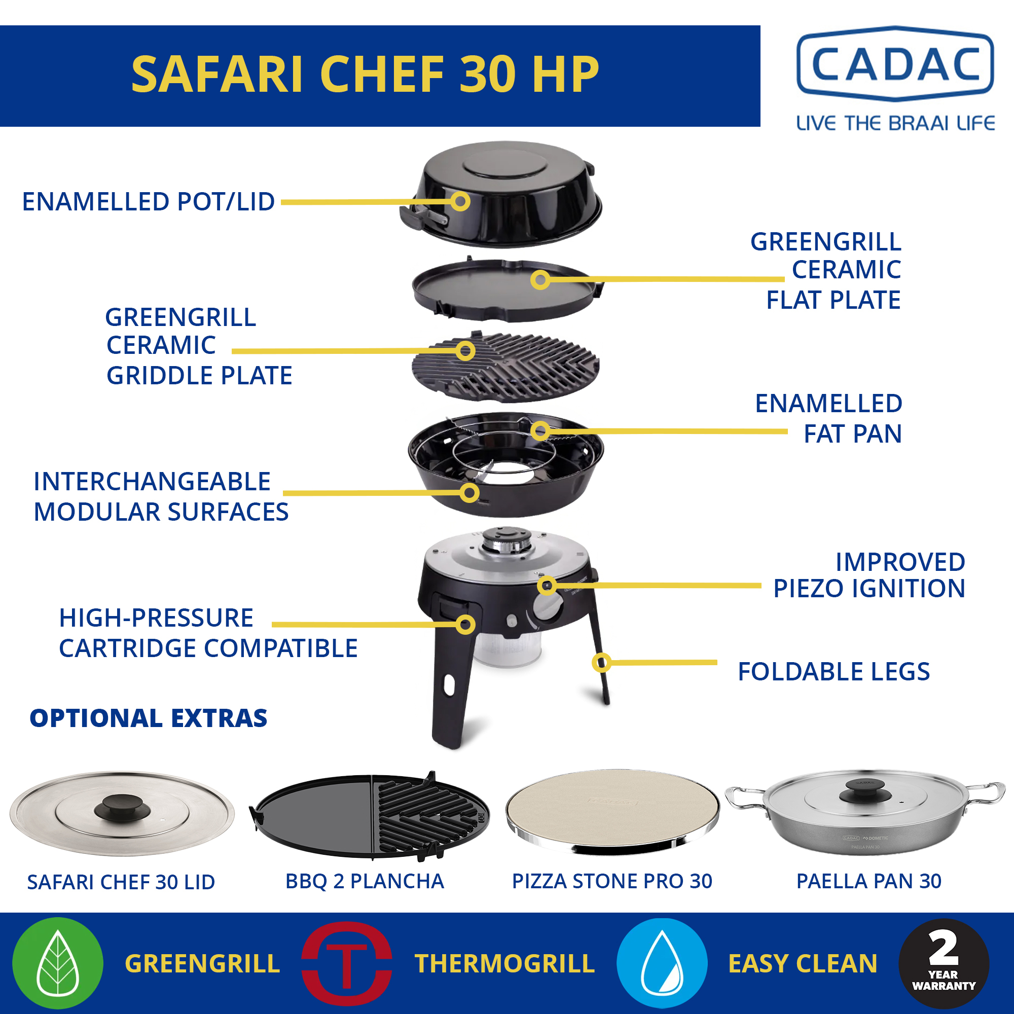 Cadac Safari Chef 30 HP Gas Barbecue Deluxe - 2025 Model