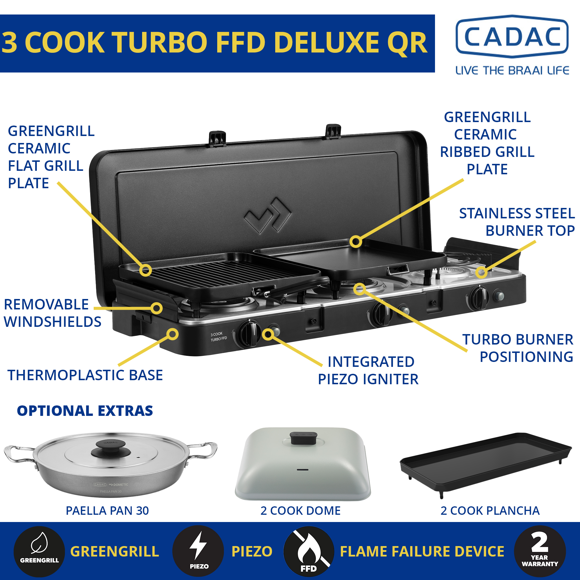 Cadac 3 Cook Turbo FFD Deluxe QR Portable Gas Stove - Image 6