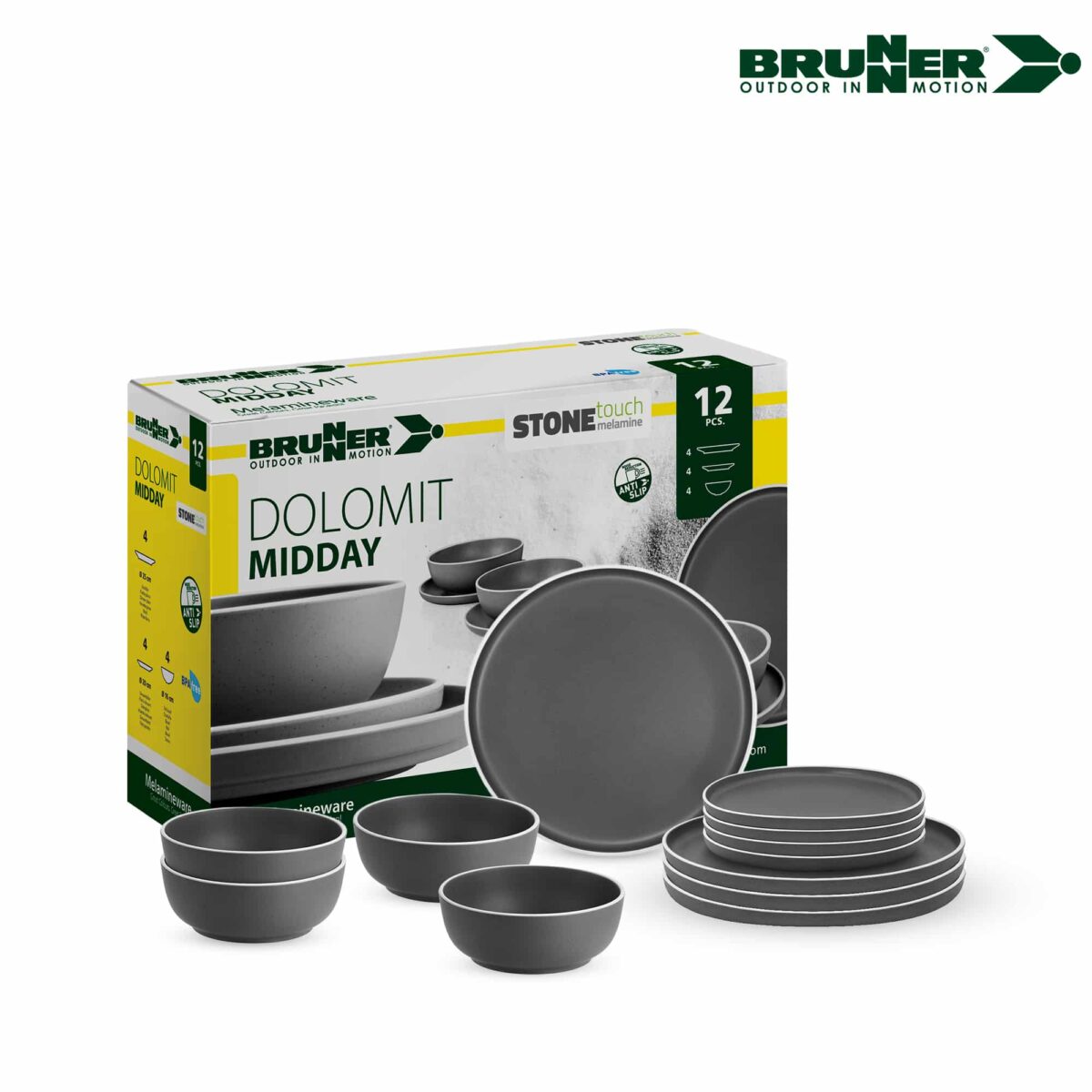 BRUNNER Melamine Serenade campingservies, 12-delig, antislip BRUNNER Melamine Serenade campingservies, 12-delig, antislip