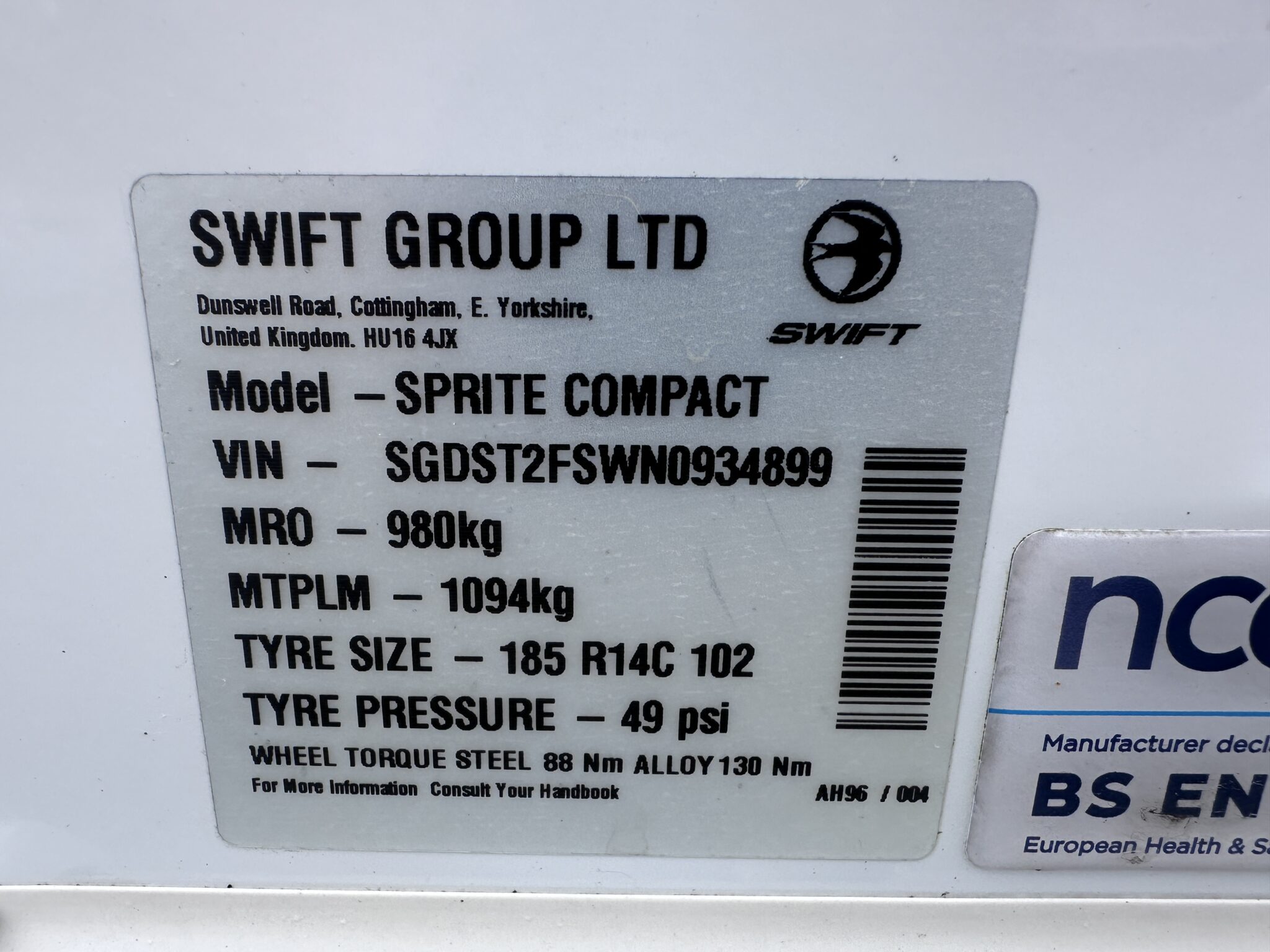 Swift Sprite Compact – 2022 Caravan - Image 10